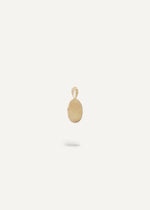 Side view of 9 k gold engraveable oval charm pendant.