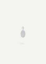 Side view of sterling silver engraveable oval charm pendant from Sb Studio in Edmonton