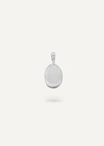 Sterling silver engraveable oval charm pendant for custom fingerprint, paw print, or other personal engraving by SB Studio.