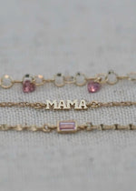 solid 14k bracelets from the sparkle bar with mama charm and sapphire gemstones