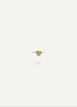SB Studio Mystic Heart charm bracelet featuring a bezel-set heart-shaped opal on a 14k yellow gold cable chain.