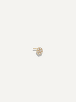 The Sparkle Bar Fleur earrings featuring a gold flower-shaped stud with sparkling pavé set diamonds.