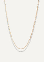 The Sparkle Bar Mariam gold necklace featuring a delicate 1mm diamond-cut cable chain for everyday wear.