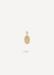Side view of 9 k gold  engraveable oval charm pendant.