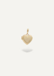 Heart-shaped solid 14k locket pendant on a white background from the sparkle bar