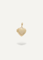 Heart-shaped solid 14k locket pendant on a white background from the sparkle bar