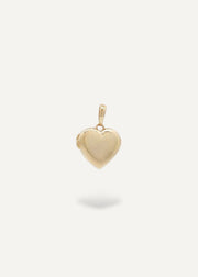 Heart-shaped solid 14k locket pendant on a white background from the sparkle bar