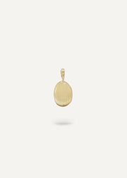 Solid 9k gold engraveable oval charm pendant for custom fingerprint, paw print, or other personal engraving.