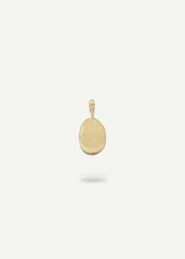 Solid 9k gold engraveable oval charm pendant for custom fingerprint, paw print, or other personal engraving.