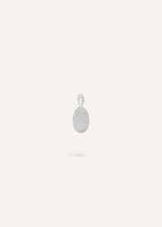 Side view of sterling silver engraveable oval charm pendant from Sb Studio in Edmonton