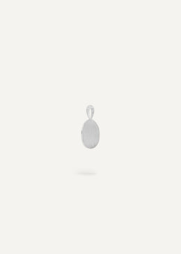 Side view of sterling silver engraveable oval charm pendant from Sb Studio in Edmonton