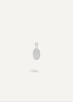 Side view of sterling silver engraveable oval charm pendant.