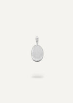 Sterling silver engraveable oval charm pendant for custom fingerprint, paw print, or other personal engraving.