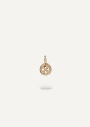Solid 14k gold button charm, minimalist, round design.
