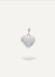 Heart-shaped silver locket pendant on a white background from the sparkle bar