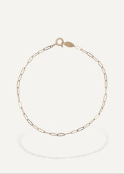SB Iggi bracelet featuring a delicate 14k yellow gold paperclip chain with a spring ring clasp.