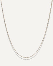 SB Studio Pixie necklace featuring a delicate 1.1mm bi-colour diamond-cut raso chain in 10k yellow and white gold.