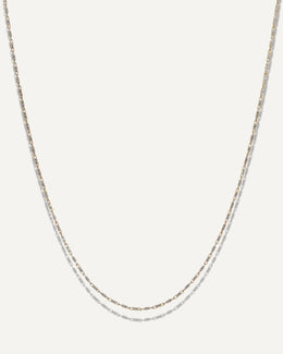 SB Studio Pixie necklace featuring a delicate 1.1mm bi-colour diamond-cut raso chain in 10k yellow and white gold.