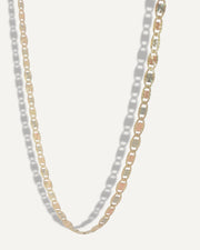 SB Studio Penelope necklace featuring a tri-colour Valentino-style chain in solid 10k yellow, rose, and white gold.