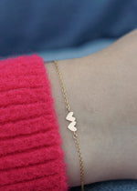 Solid 14k gold engravable double heart connector bracelet by The Sparkle Bar Edmonton