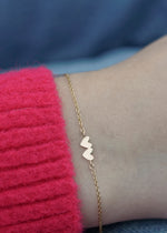Solid 14k gold engravable double heart connector bracelet by The Sparkle Bar Edmonton