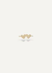 Solid 14k gold engravable double heart connector by The Sparkle Bar Edmonton