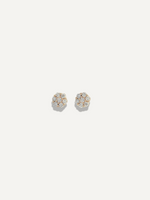 The Sparkle Bar Fleur earrings featuring a delicate floral cluster design with sparkling round-cut diamonds in gold.