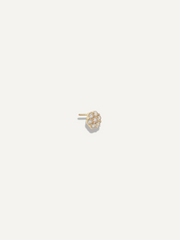 The Sparkle Bar Fleur earrings featuring a gold flower-shaped stud with sparkling pavé set diamonds.