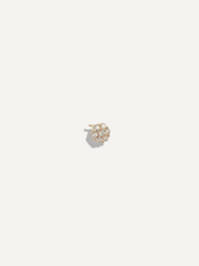 The Sparkle Bar Fleur earrings featuring a gold flower-shaped stud with sparkling round-cut white diamonds.