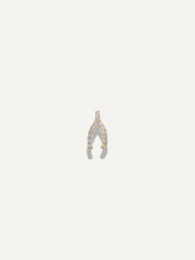 The Sparkle Bar Wishful earrings featuring a gold wishbone charm encrusted with sparkling white cubic zirconia stones