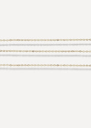 The Sparkle Bar Mariam gold necklace featuring a delicate 1mm diamond-cut cable chain with a sparkling finish.