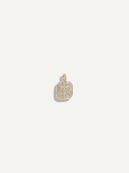 The Sparkle Bar square pendant charm featuring a pavé diamond setting in gold, isolated on a light background.